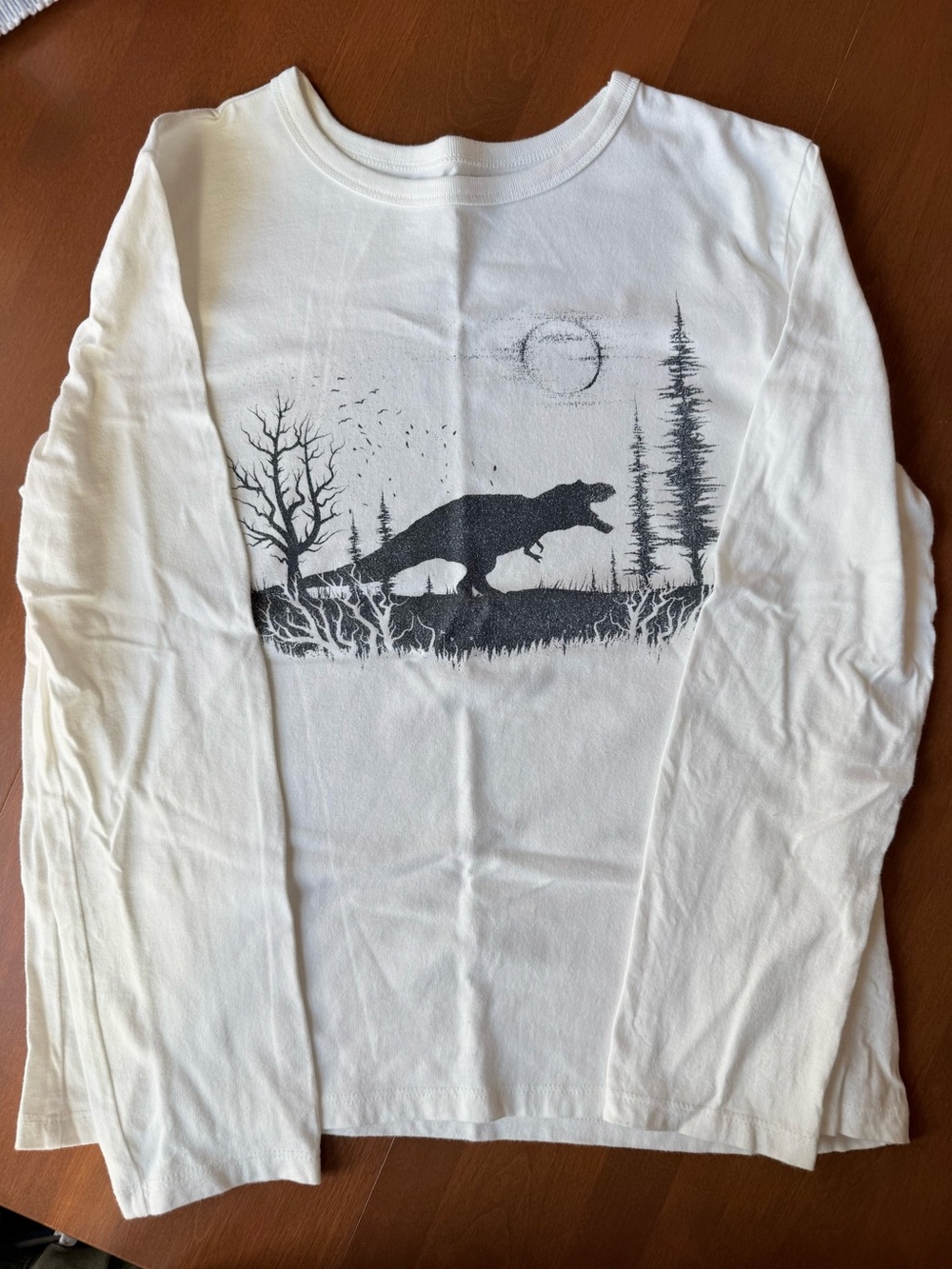 Gap Kids White Long-Sleeve Graphic Tee with Dinosaur Print